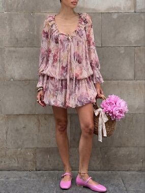 NWT Anthropologie Mare Mare Pink Floral Mini Dress Size S Romantic Cottageco